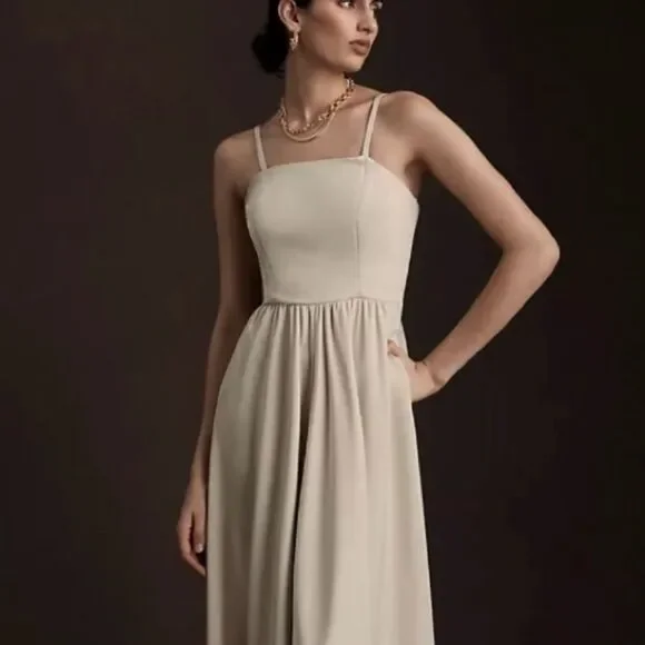 BHLDN Elsie Straight-Neck Satin A-Line Gown NWT Sz 2 - Picture 6 of 11